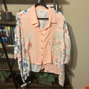 POL Patchwork Button Blouse Size M